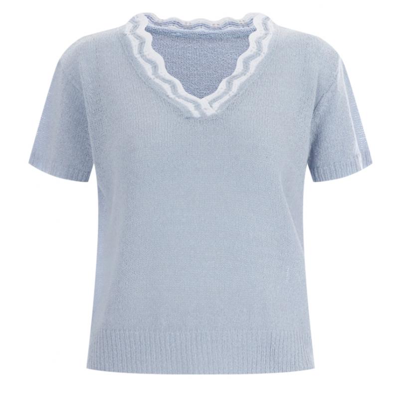 Shop   Women Lace V Neck Regular FiT Cooling ShorT sleeVe KniT T shirT Brown Bom