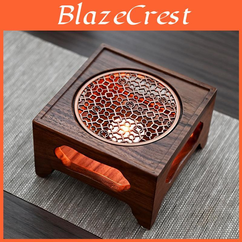 Legged Zen Walnut Warm Four Tea Stove Handamde Solid Wood Candle Heating Base Chinese Style Cooker Tea Aromatherapy Tea Ceremony