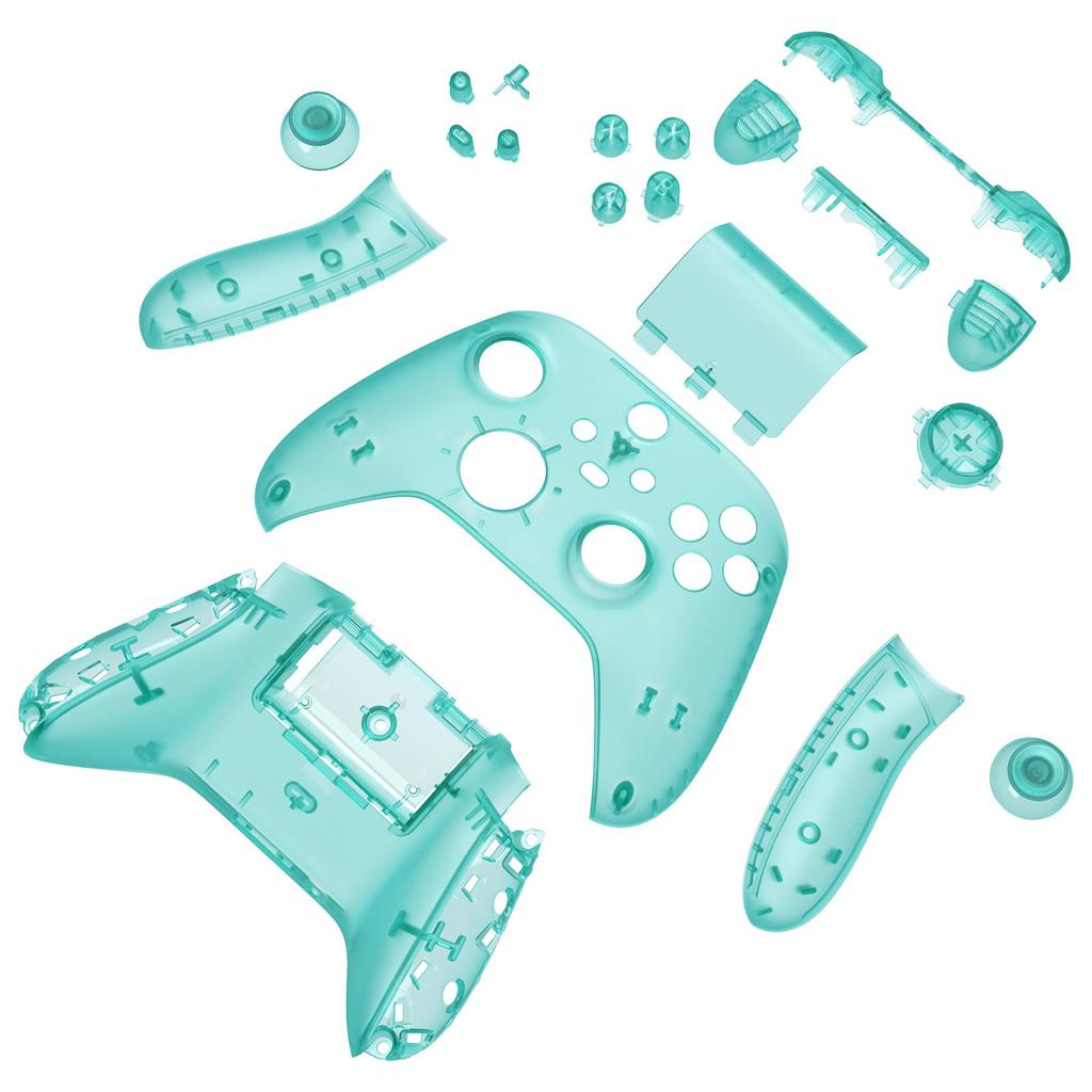 eXtremeRate Xbox Series X S Controller Shell Button Clear Replacement Side Rail Grip Front Backplate Cover for Xbox Core Wireless Controller Not