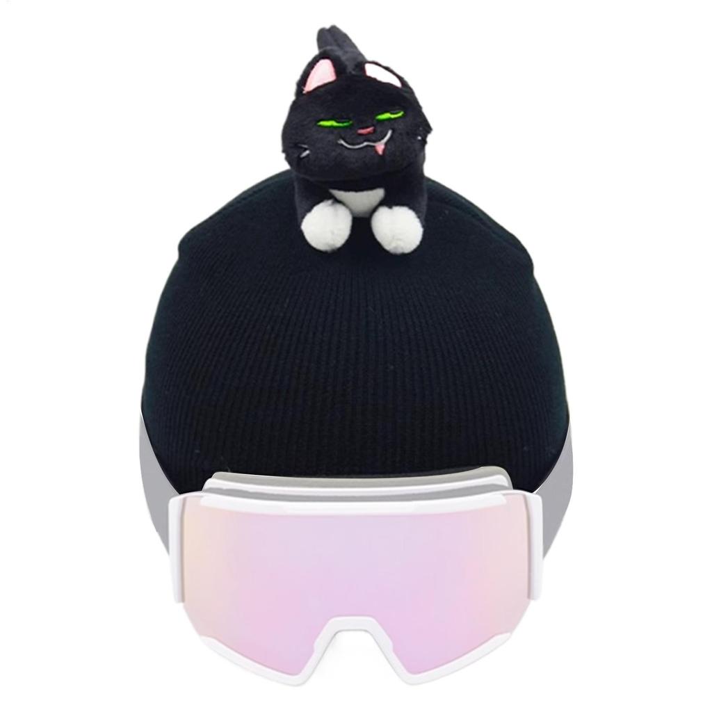 New Cute Cat Ears Ski Headgear Cover Double board Men Women Single Board black Plush Helmet Head Cover Outdoor Warm Protection