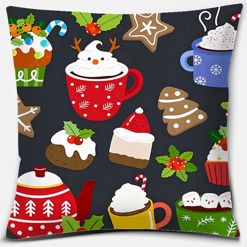Christmas Gifts, Santa Claus, Deer, Christmas Greetings, Merry Christmas Series Pattern Pillowcase Party Pillowcase Decoration