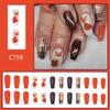 Fall Themed Cute Foxes Press On Nail Glossy Stick On Nail 24 Pieces Thanksgiving False Nail Stylish Manicure Nail Art