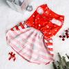 Dog Happy Christmas Dresses Striped Puppy Clothes with Cute Gingerbread Printed  Beautiful and Comfort  Costume with Bowknot Chr