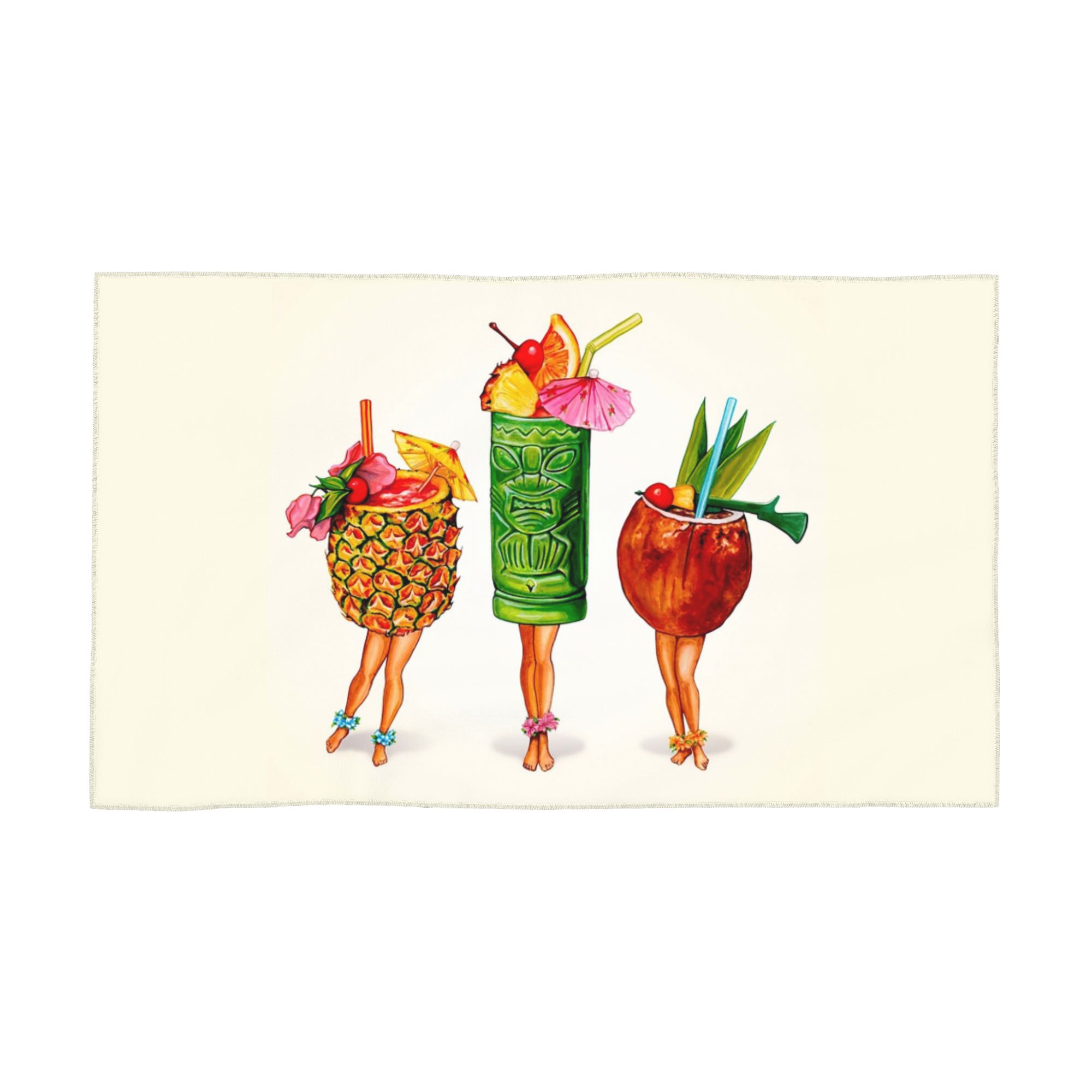 

Tiki Cocktail Pin-Up Soft Face Towel Quick Dry Pool Bath Cotton Towels Breathable W40*H60(CM)