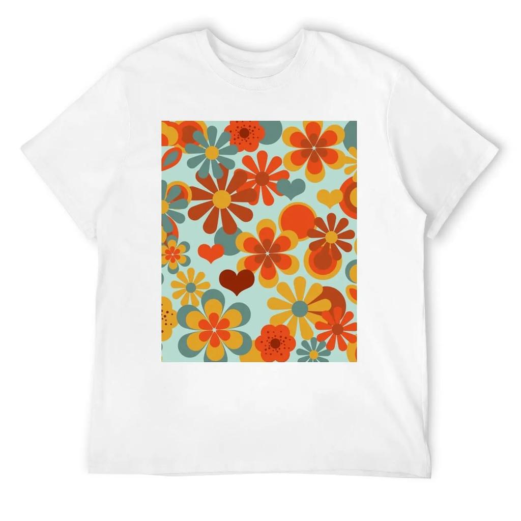 70'S Flower Power T-Shirt Vintage Clothes Blouse Plain Clothing For Men