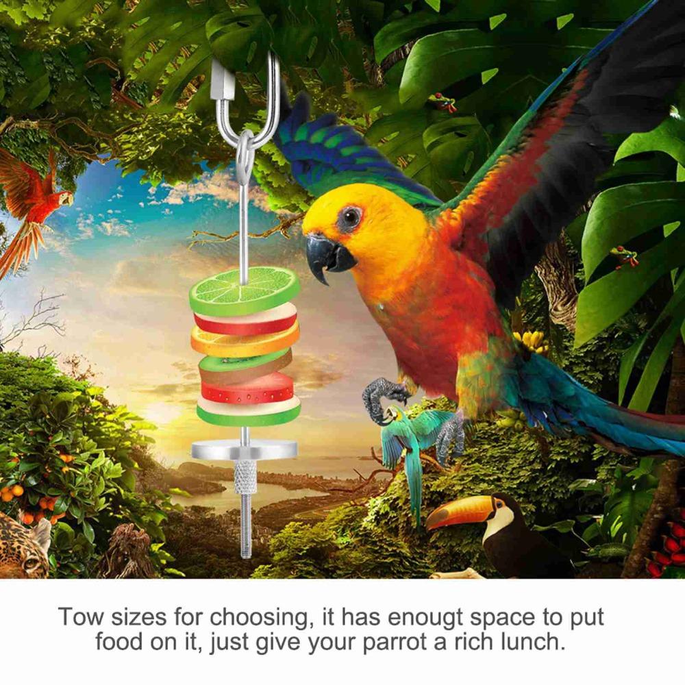 2pcs Stainless Steel Bird Treat Skewer Hanging Design Bird Food Holder  Bird Cage Use