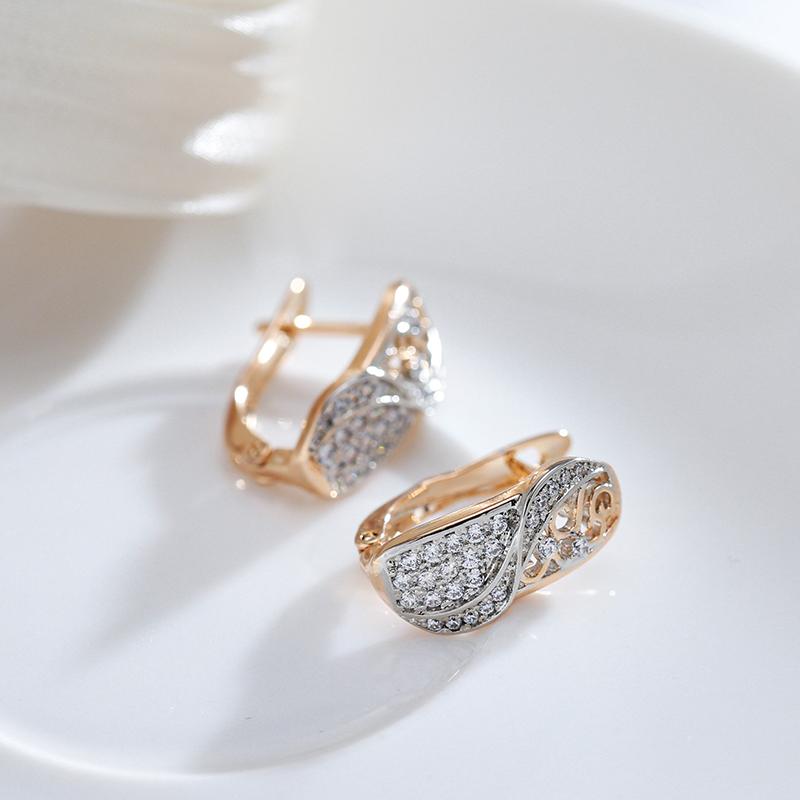 Mode Ethnische Muster Damen Ohrringe Roségold Farbe Mix Natürlicher Zirkon Englische Ohrringe Täglicher Feinschmuck