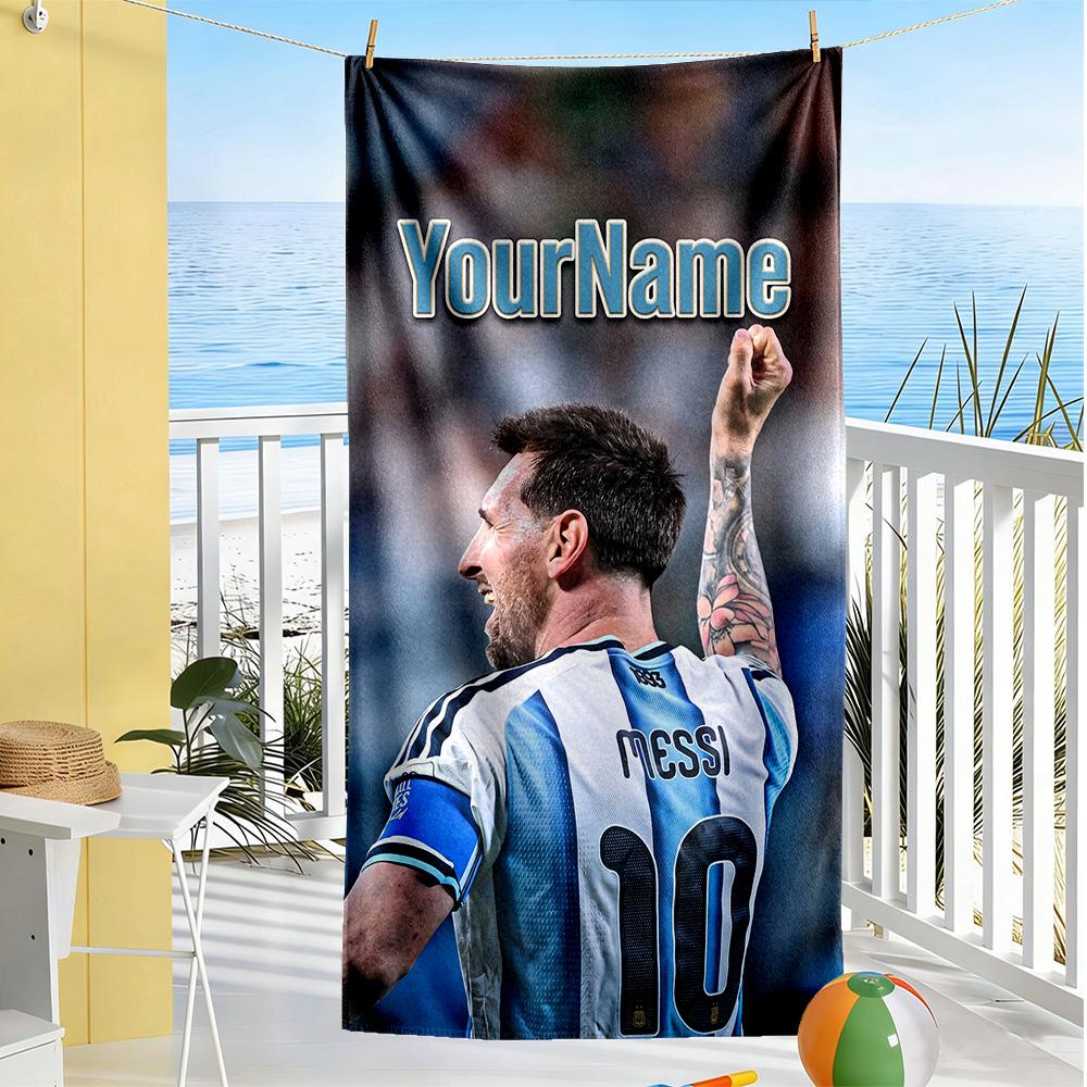 Messi Customize Your Name Beach Towel Quick-Dry Soft Microfiber