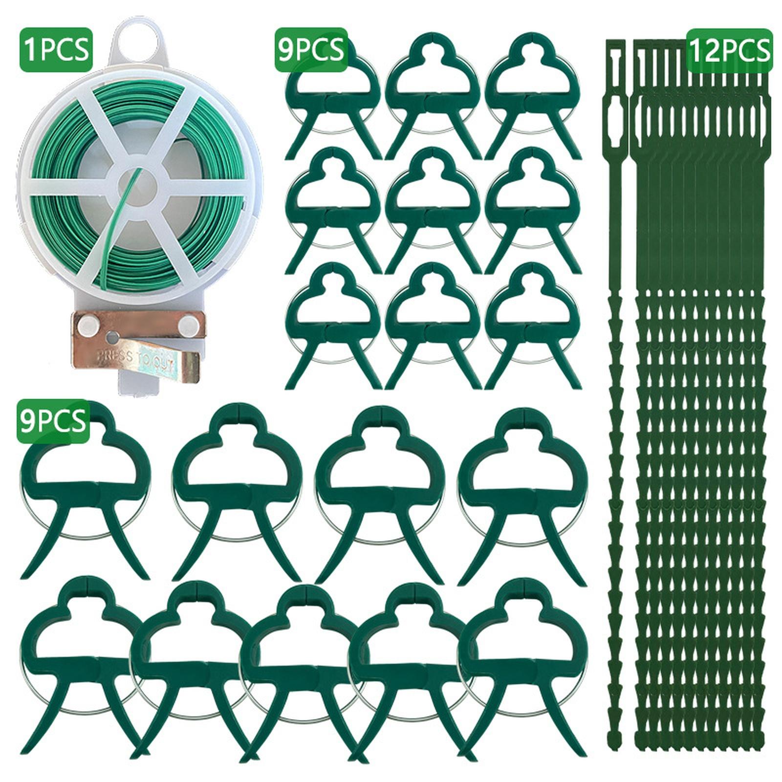 

31Pcs Garden Plant Clips Set Vine Support Clamps for Tomato Plants one size зелёный
