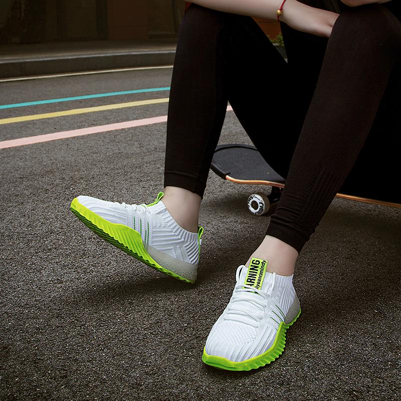 Women Shoes New Large Size Mesh Fashion Casual Sports Bottom Sneakers Running Punk Shoes Couple Loafers Woven with Elastic Mesh