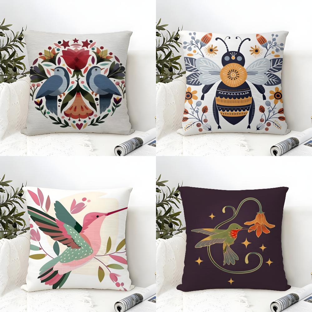 Simple Farm Crop Flower Print Pillow Case Cotton Linen Fabric Square Zipper Pillowcase Home Decorative Living Room
