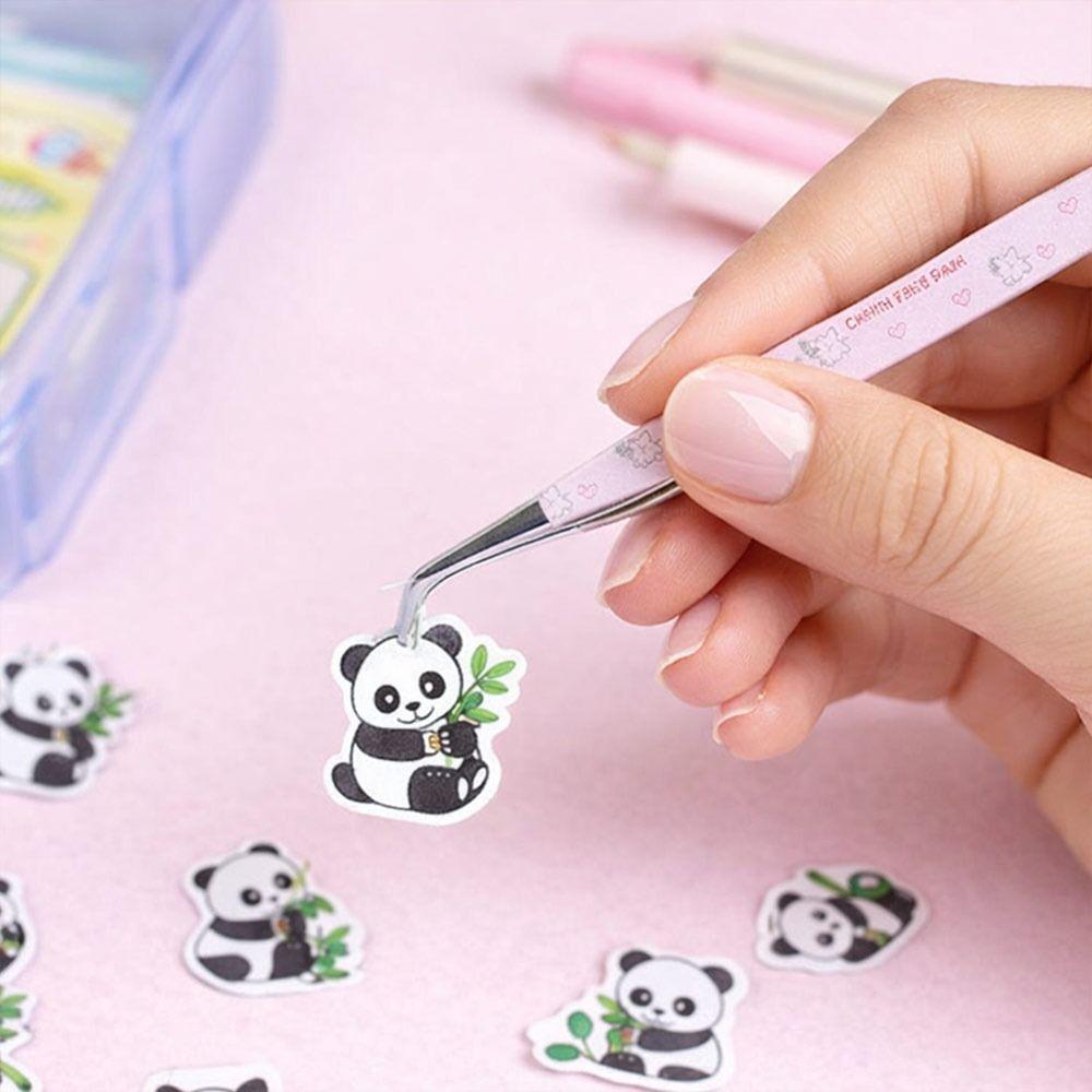 Stainless Steel Curved Stickers Tweezers Anti-static High Precision Lashes Extension Tweezer Cartoon Eyelash Curler