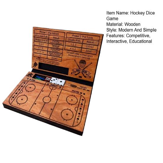 Yangyizhi Wooden Hockey Dice Game, Family Night Party Tabletop Game with & Pegs, Competitive Board for Kids, Teen, Adults