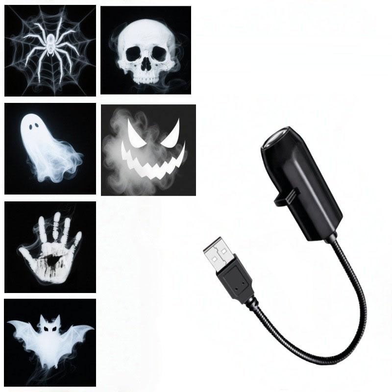 Halloween LED Projection Night Light Pumpkin Ceiling Wall Lamp USB Moon Projector Christmas Atmosphere Mood Light Room Decor
