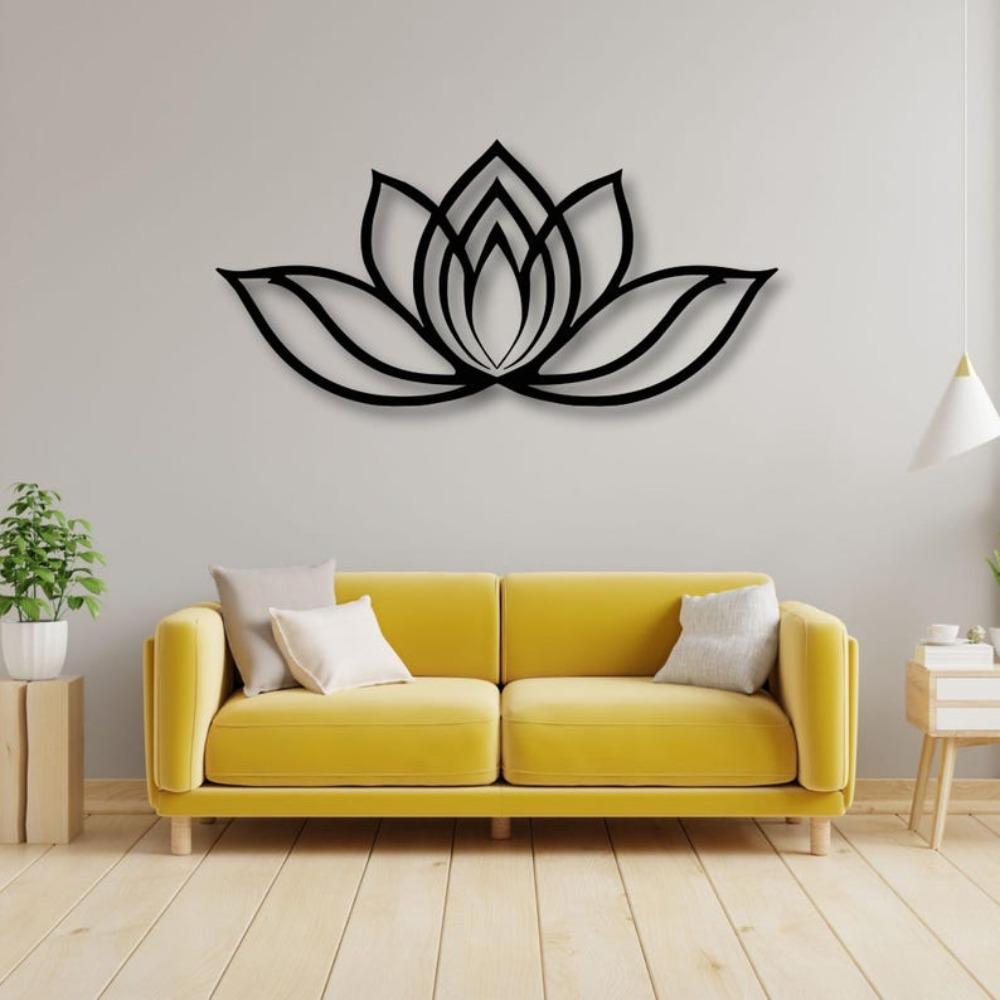 Lotus Flower Metal Wall Art Yoga Studio Mandala Zen Home Decor Spiritual Relaxing Sign