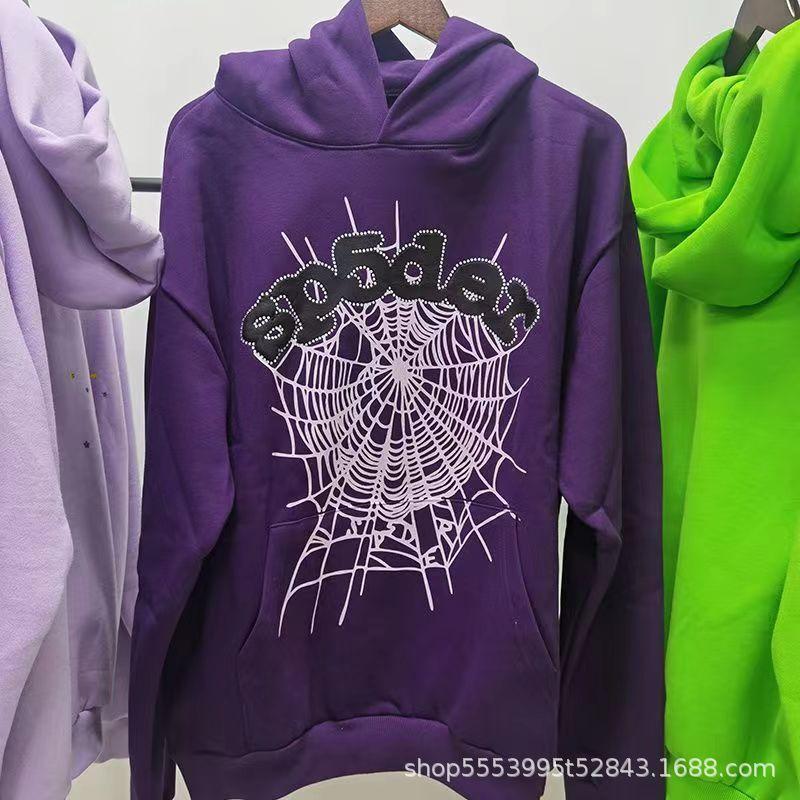 Nuovo brand trendy europeo e americano Sp5der felpa con cappuccio felpa tuta stampa ragnatela hip-hop uomo