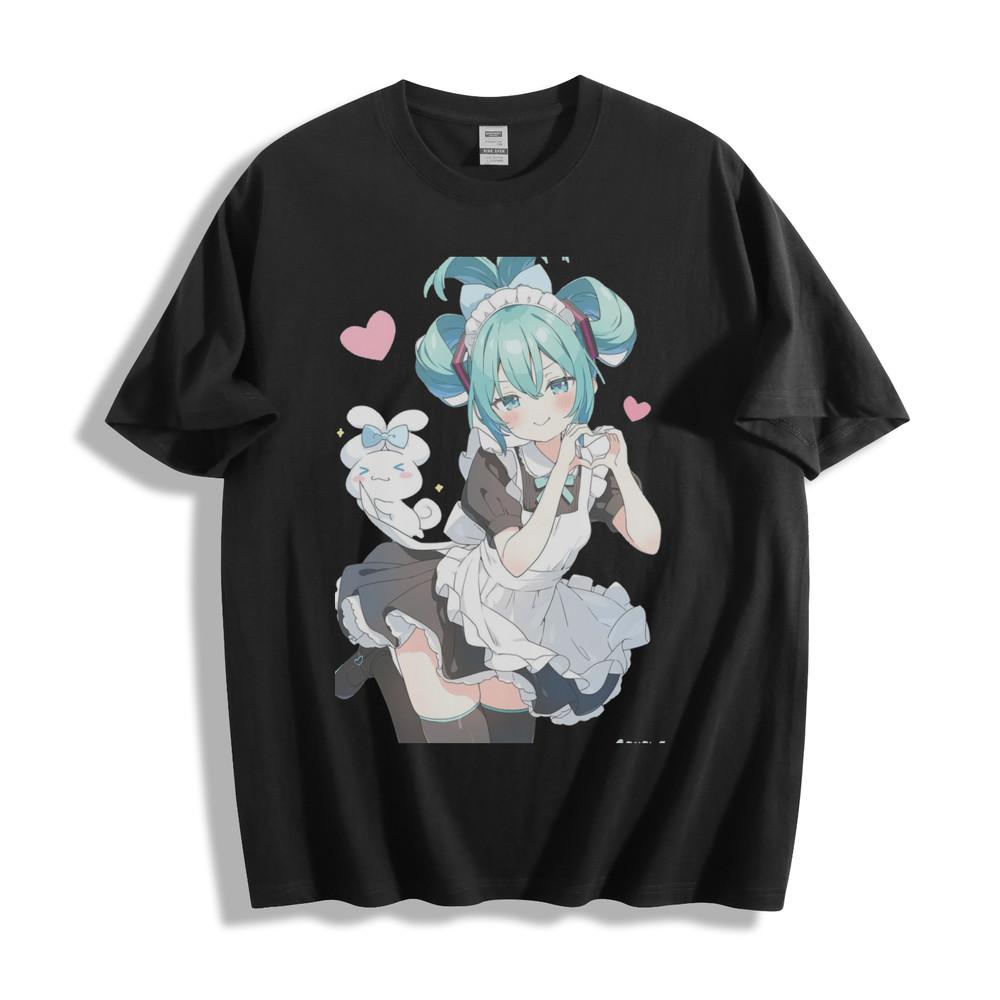 

Hatsune Miku Maid with Cinnamoroll T-Shirt - Cute Anime Duo Unisex Tee XL