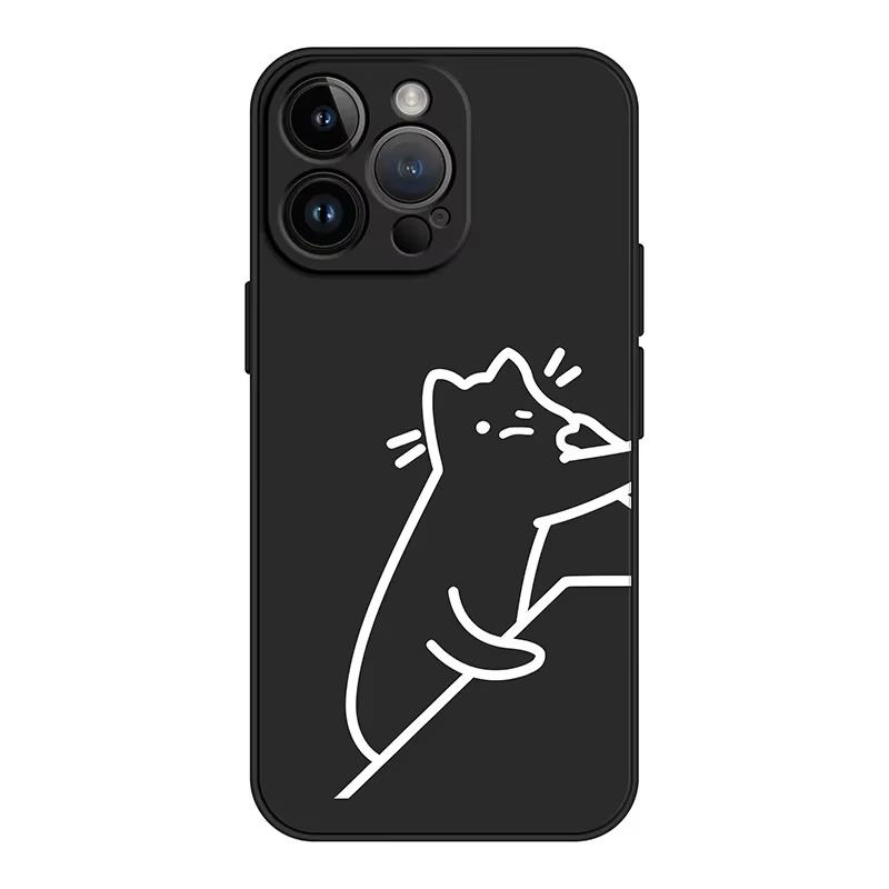 

Забавный чехол для телефона с изображением пары кошек для iPhone 16 15 14 13 12 11 Pro Max Mini X XS SE4 7 8 Plus 16E Ударопрочный силиконовый мягкий чехол iPhone 7 8 SE