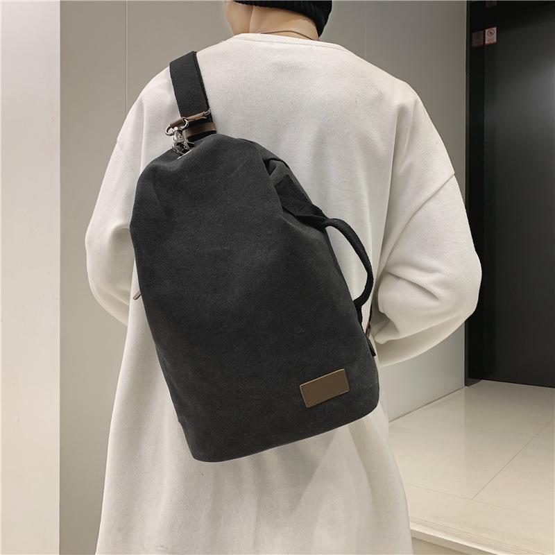 Canvas Bag Men'S And Women'S Large-Capacity Retro Messenger Bag Multi-Functional Fashion Shoulder Bag Student Backpack Satchel