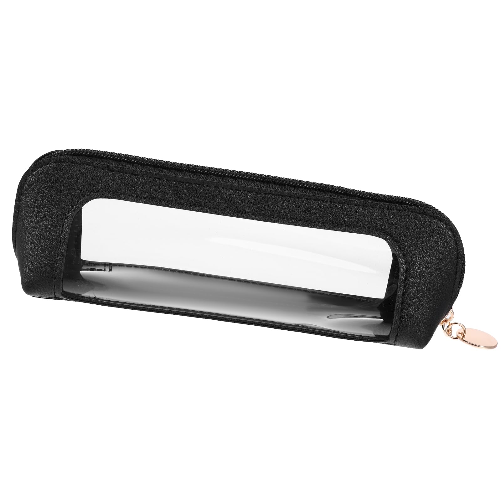 

Small Clear Makeup Pouch, PU Leather Makeup Brush Bag Organizer Pouch with Zipper for Women Home Travel Office Cosmetic Storage чорний