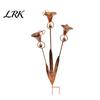 Vintage Style Garden Ornament Calla Lily Stake with Bells, 24 Inch Metal Triple Flower Wind Chime, Terrace Accessory Weatherproof Iron Outdoor