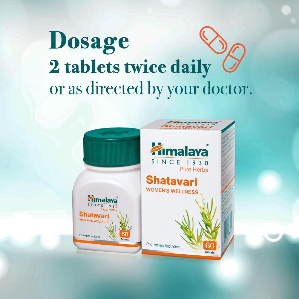 Himalaya Pure Herbs Shatavari Women's Wellness Tablets, 60 Count, Supports Lactation and Female Health