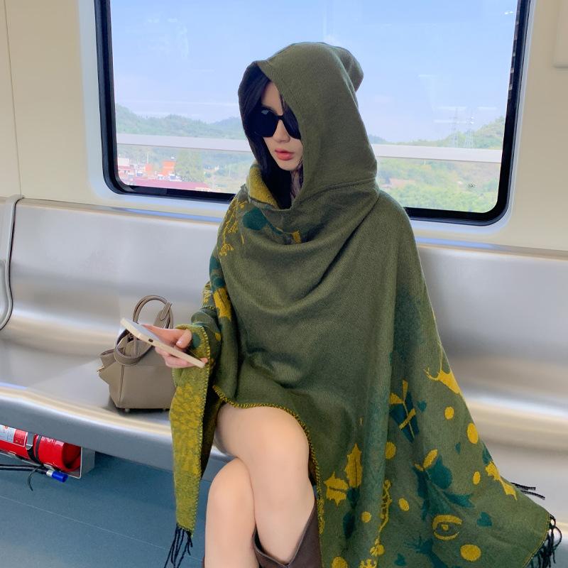 Pele amigável e respirável quente e versátil casa, outono e inverno xale de viagem feminino, capa grossa, cobertor de ar condicionado