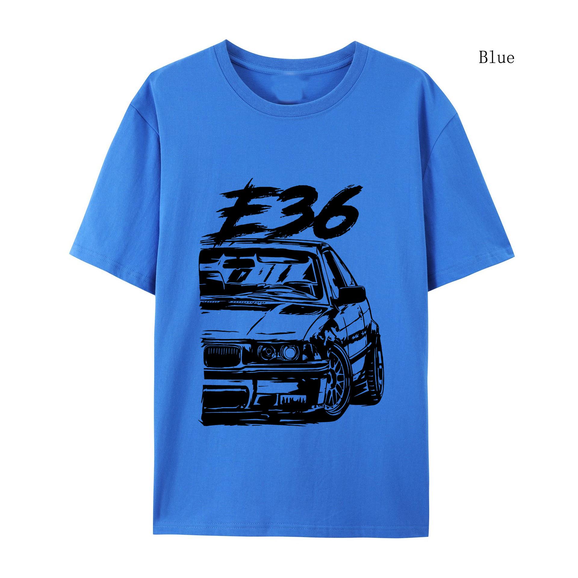 

Футболка E36 Футболки высокого качества E36 Летние свободные летние рубашки с коротким рукавом из хлопка, свободные уличные топы M