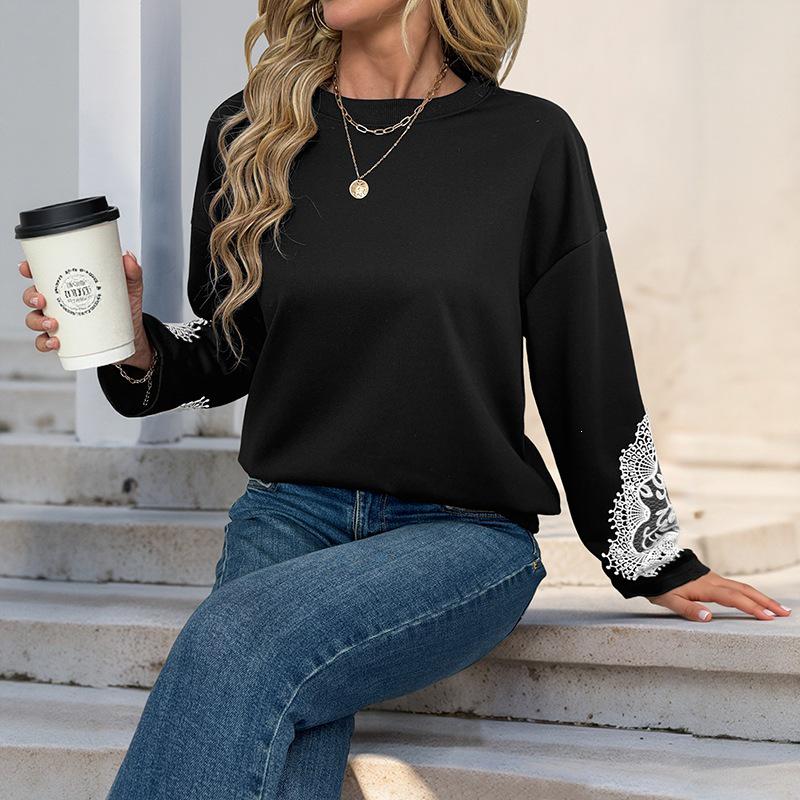 Women's 2026 Autumn Lace Patchwork Casual Pullover Sweatshirt