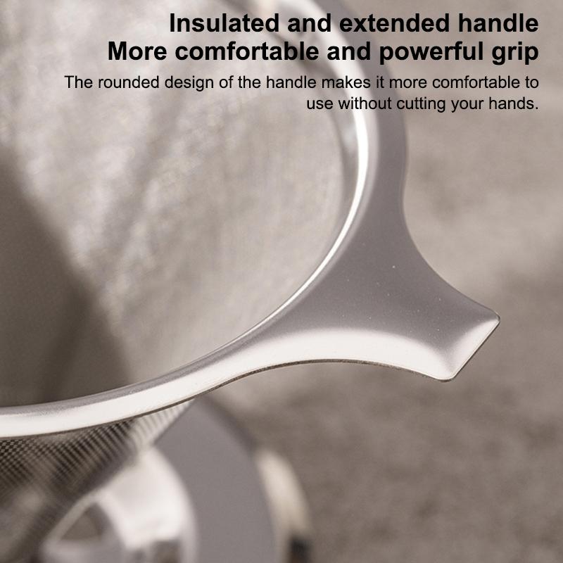 Stainless Steel Pour Over Coffee Filter Ultra Fine Mesh Space Saving Reusable Dripper for Office Staff Coffee Making