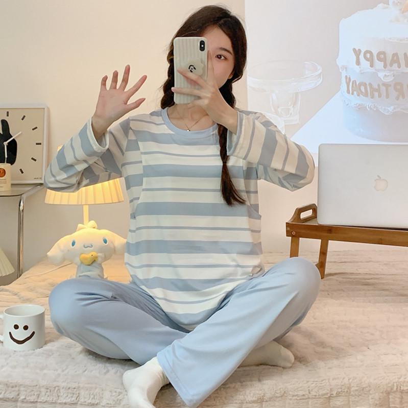 Spring Autumn Maternity Pajamas - Breastfeeding & Postpartum Nursing Homewear Set