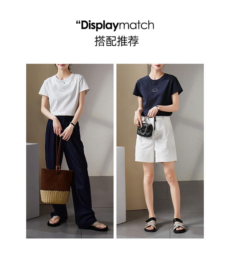 Letter printed round neck short sleeved T-shirt for women in 2026 summer casual versatile pullover top