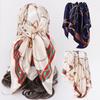 90cm Silk Square Scarf: High-End Women's Retro Print Satin Headscarf and Shawl