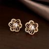 Copper-Plated Zircon & Pearl Flower Stud Earrings - French Luxury, High-End Niche Style