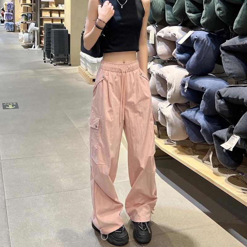 Petite Women's Quick-Dry Parachute Cargo Pants - Loose, Straight-Leg, Spring/Autumn Hiking Casuals