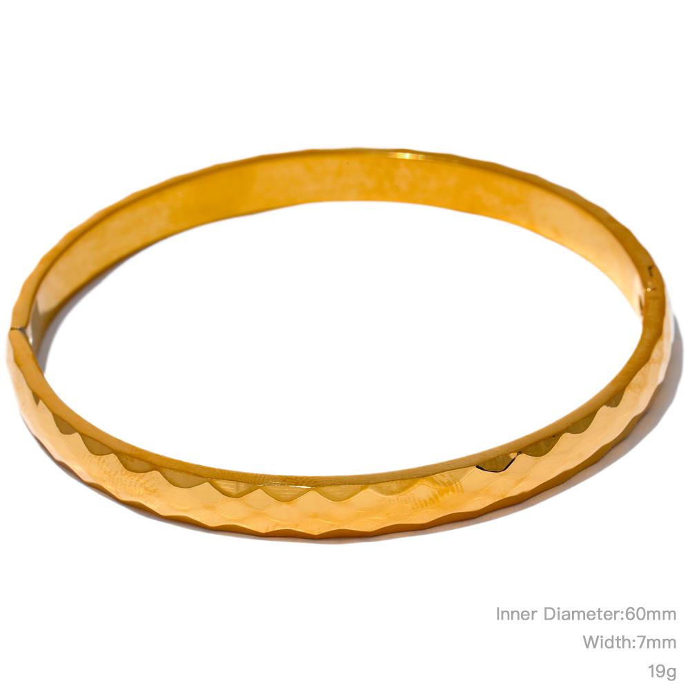 

Yhpup 60mm 316l Stainless Steel Round Texture Bracelet Bangle Gold Silver Color Metal Waterproof Wrist Jewelry Bijoux Gift
