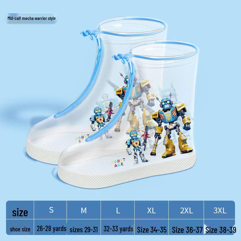 Upgraded Anime Kids' Non-Slip Mid-Calf Rain Shoe Covers: Rainproof, Sandproof, Stainproof for Rainy Days