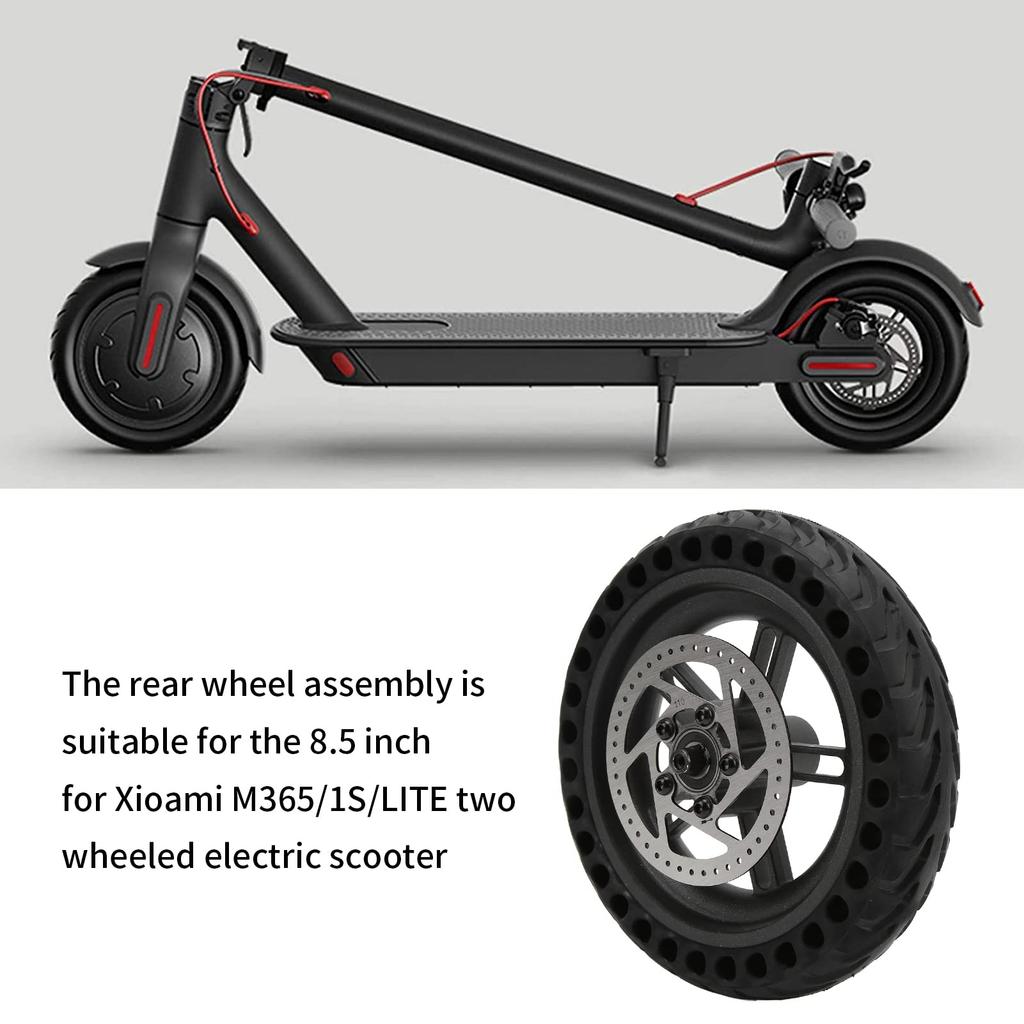 8.5-inch Electric Scooter Rear Tire Set, Explosion-Proof Solid Tires with Aluminum Alloy Hub for M365, Explosion-Proof and Shock-Absorbing
