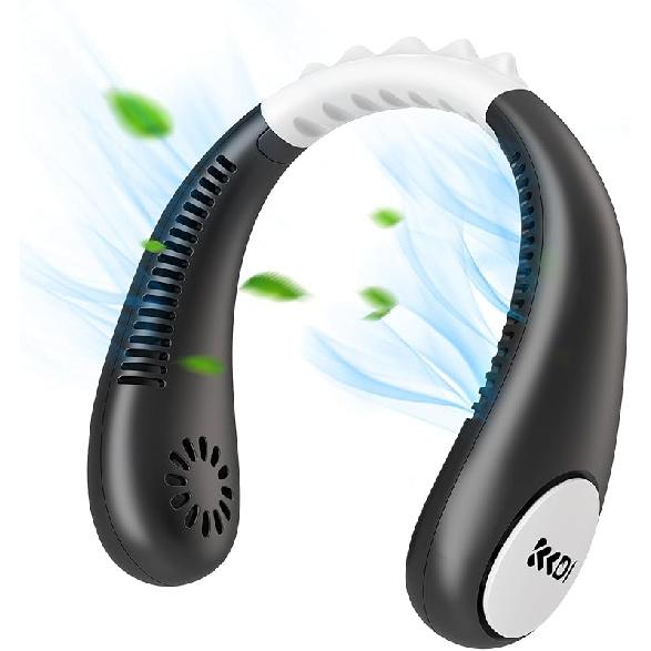 Kids Neck Fan, Portable Bladeless Fans for Kid 4-14Y Girls & Boys, 2600mAh USB Personal Mini Cooling Fan for Travel/Camping/Study, 4 Speeds,