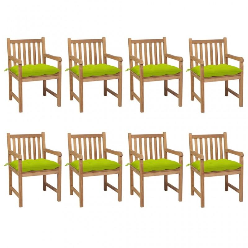 Day and Night - Day and Night Garden Chairs 8 Units Solid Teak Wood Glossy Green Cushions