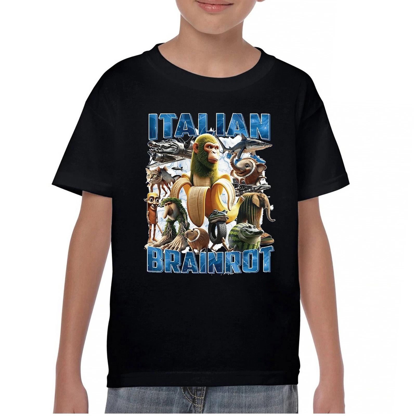 

Italian Brainrot Youth kids boys T-Shirt Funny Absurd Gen Z Internet Meme Trend Kids 100