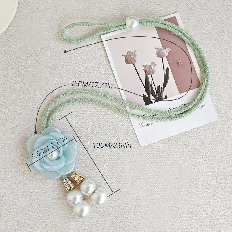 2Pcs Elegant Artificial Pearl Flower Curtain Strap Adjustable Curtain Buckle Home Decoration Adds A Warm Atmosphere To The Home