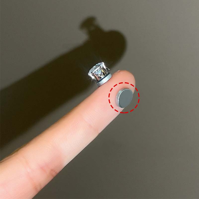 1 Pair Crystal Strong Magnetic Ear Stud Clip Earrings for Men and Women Punk Round Zircon Magnet Earrings Non Piercing Jewelry