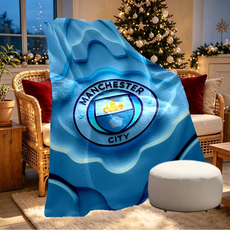 Manchester City FC Print Blanket - Soft & Comfortable, for Bedroom, Travel, Sofa, Home Decoration - Birthday Christmas Gift for Friend