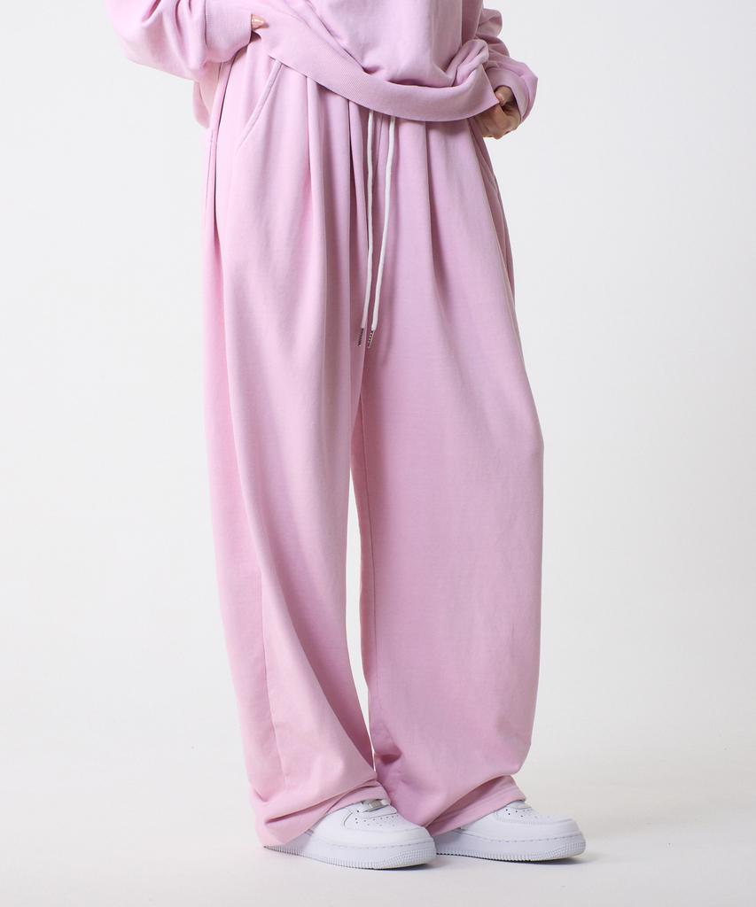 UNKNOWN PLANET Daily Double-Pleat Wide Pigment Sweatpants Baby Pink
