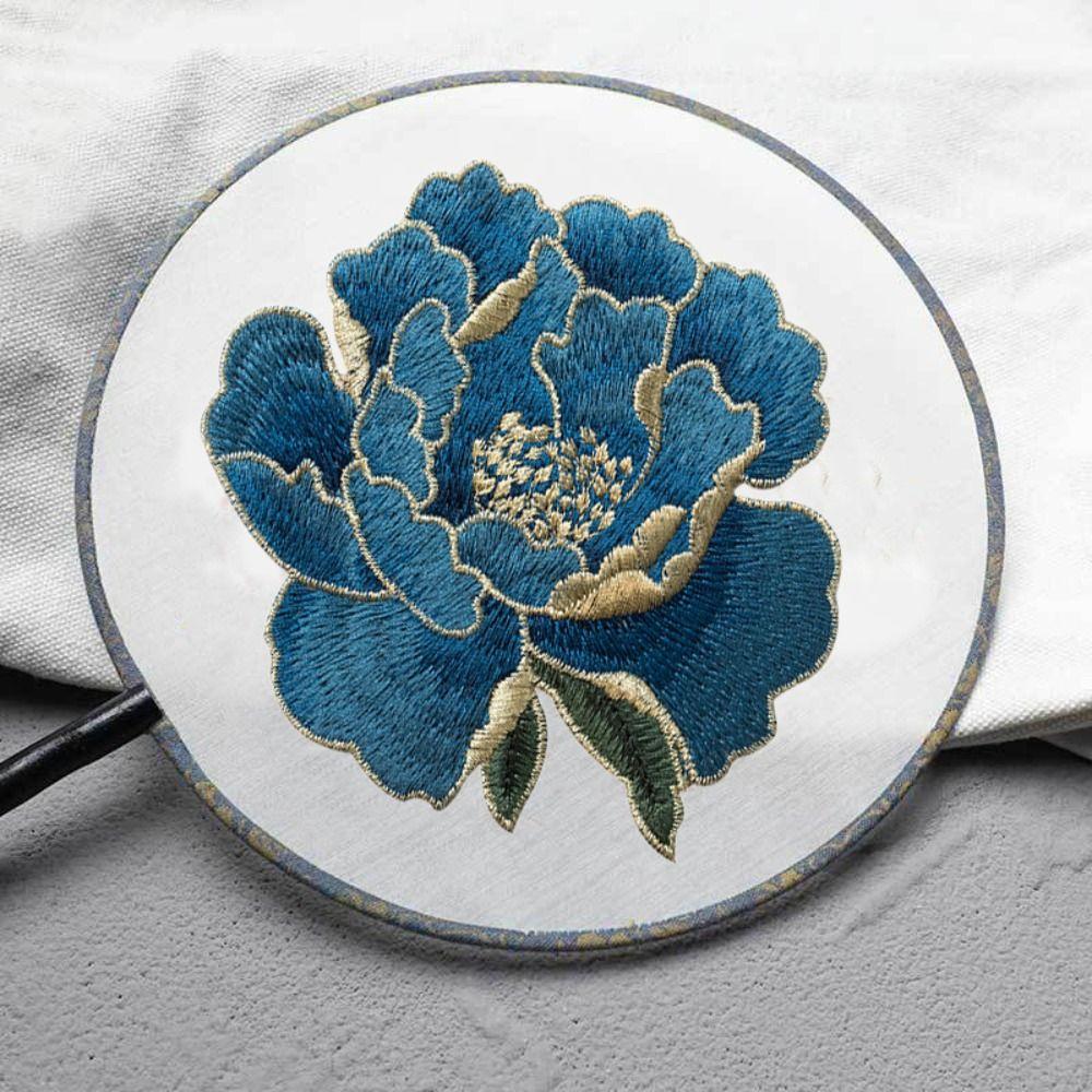 Chinese Style Peony Flower Embroidered Patches Sew on Clothes Patches Clothing Applique  Sewing