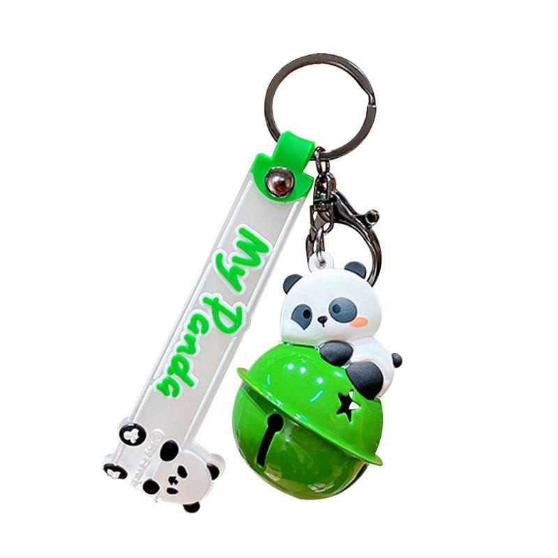 Cartoon Panda Lying Down Bell Keychain Pendant Cute Couple Car Key Chain Pendant Creative Small Gift