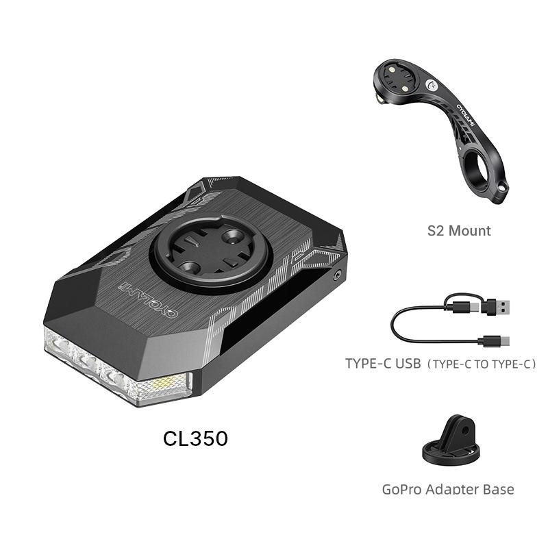 CYCLAMI CL350 Fahrradscheinwerfer für Garmin XOSS IGPSPORT Magene GPS G2 4000mAh Wiederaufladbare Fahrrad-Frontleuchte mit Gopro-Adapter