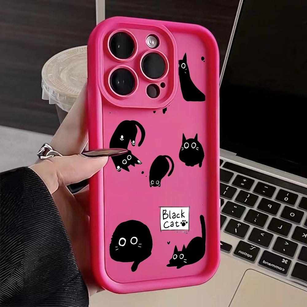 LZ11 cat Cute art design Silicone Phone Case for iPhone 11 13 14 15 16 Pro Max 7 8 16 Plus 12 mini XS Max XR Shockproof Back Cover