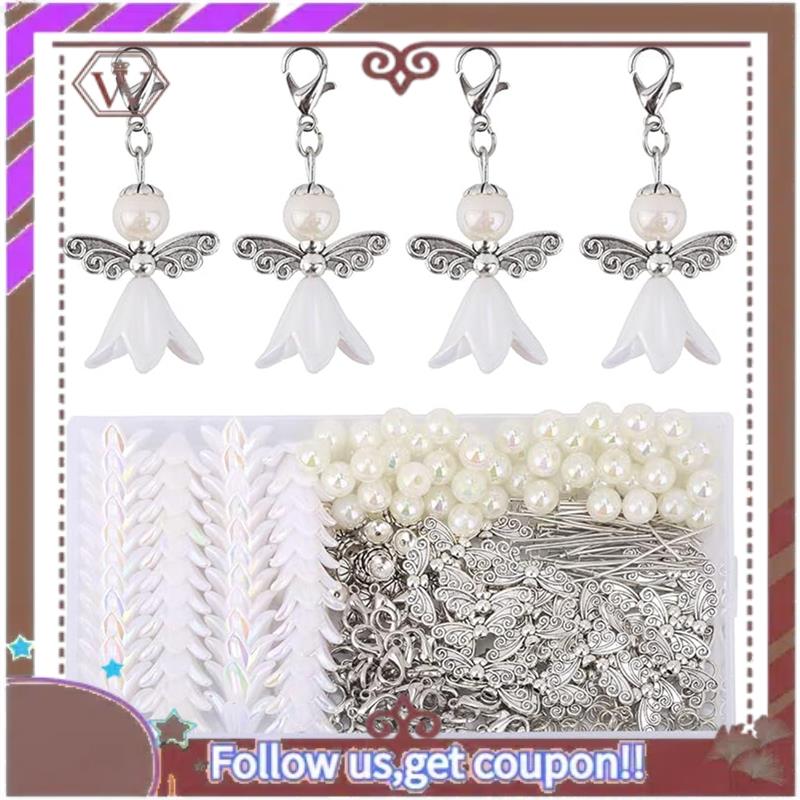 (новый)-50 наборов DIY Набор для изготовления кулона Ангел-Хранитель, Сделай сам жемчужный кулон Ангел, Брелок, Кулон для DIY свадебных поделок NONE